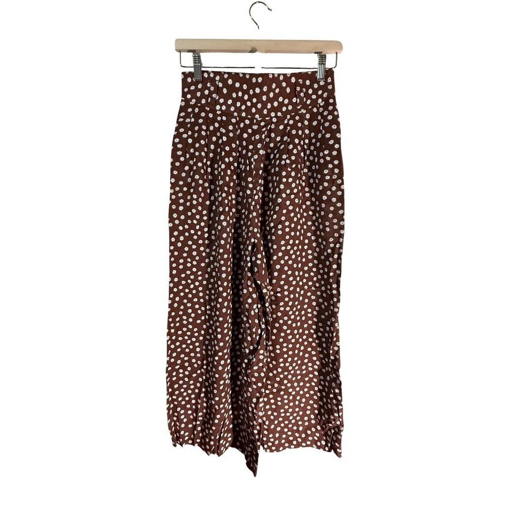 Histoire De Femmes Pants Womens S Brown Harem Rayon Crepe Floral Elastic Waist